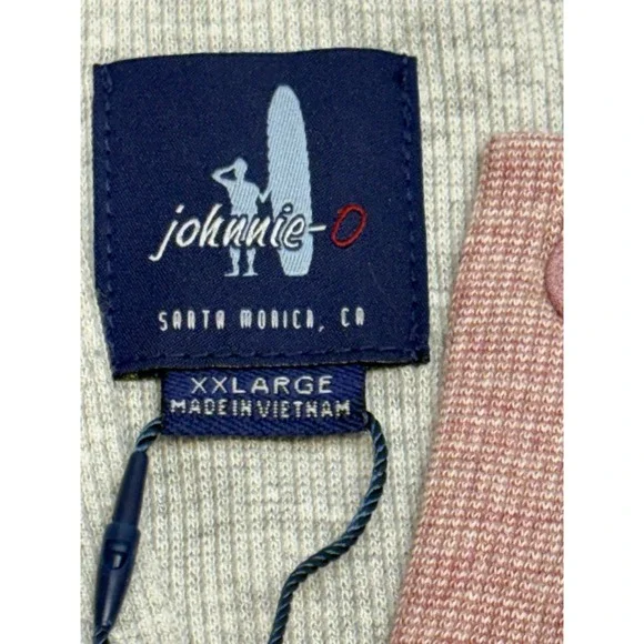 NWT Johnnie-O Whaling Snap Henley Malibu Red Salmon Cotton Blend Pullover 2XL